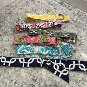 Set of 6 fabric belts with D ring closure.